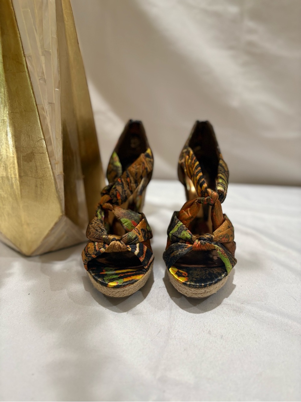 Carlos by Carlos Santana Multicolor Knotted Espadrille Wedge Sandals